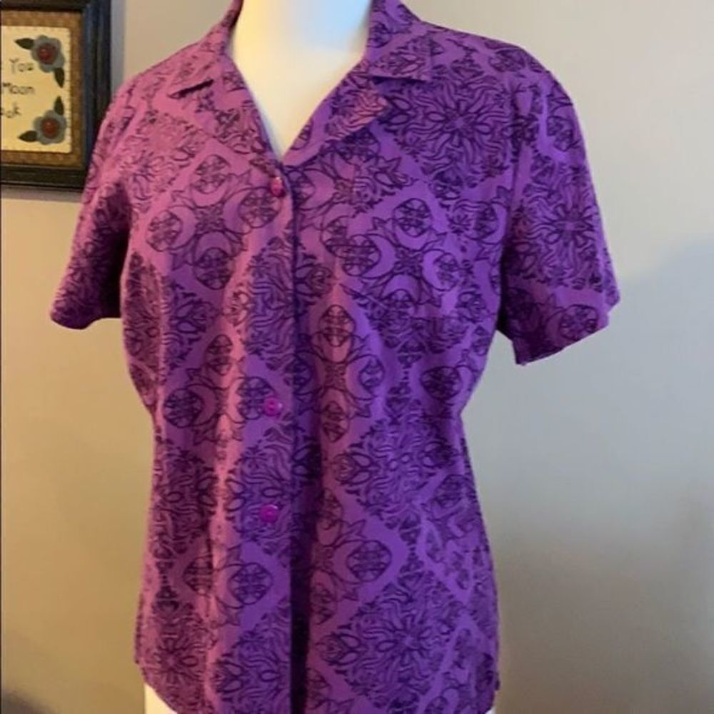 Nwot, Basic Editions Purple Paisley Top, L… - Picture 6 of 8